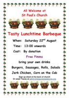 St Paul’s BBQ – 22nd August @ 1 pm
